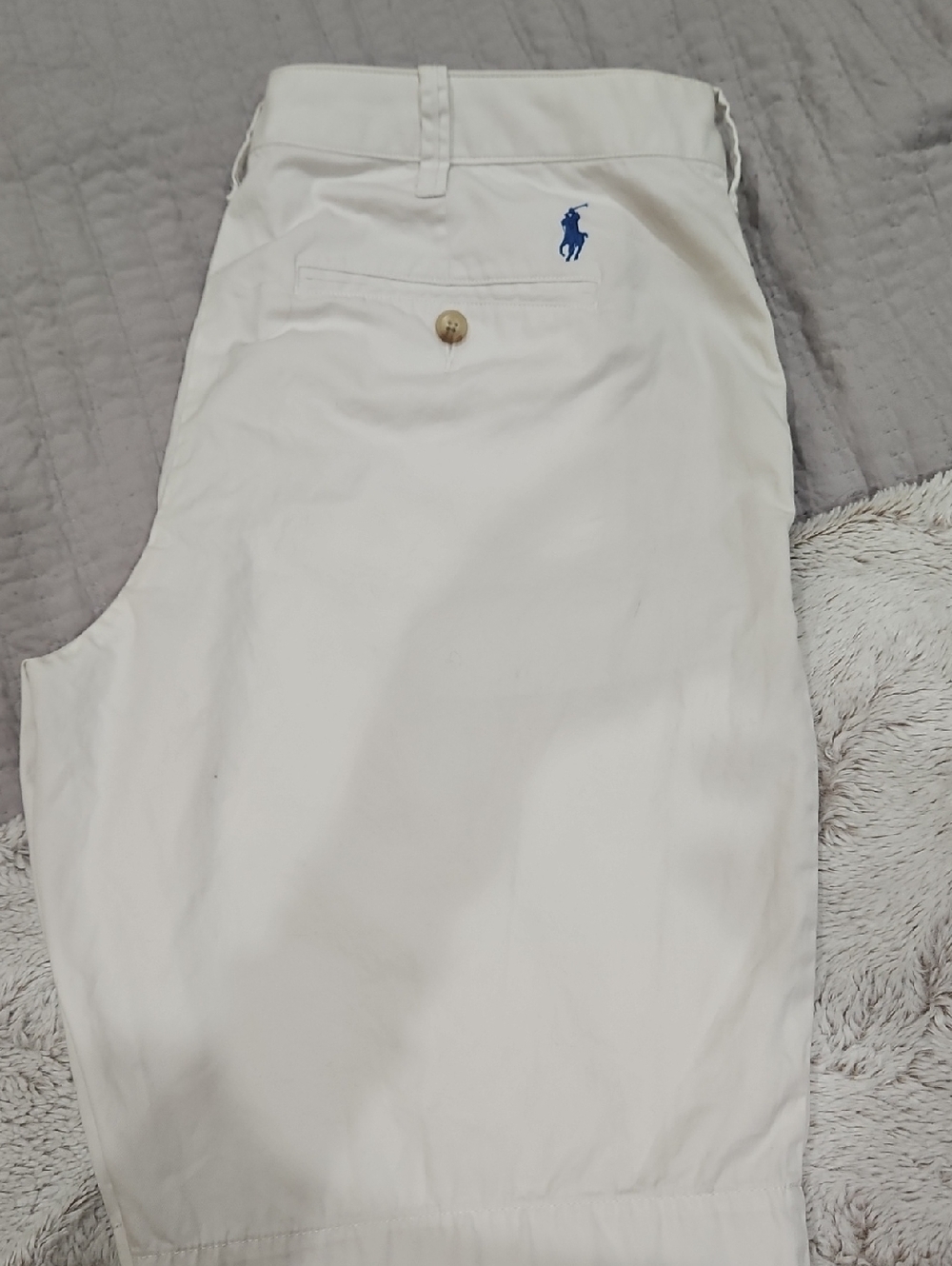 Ralph Lauren White Chino Shorts with Navy Label